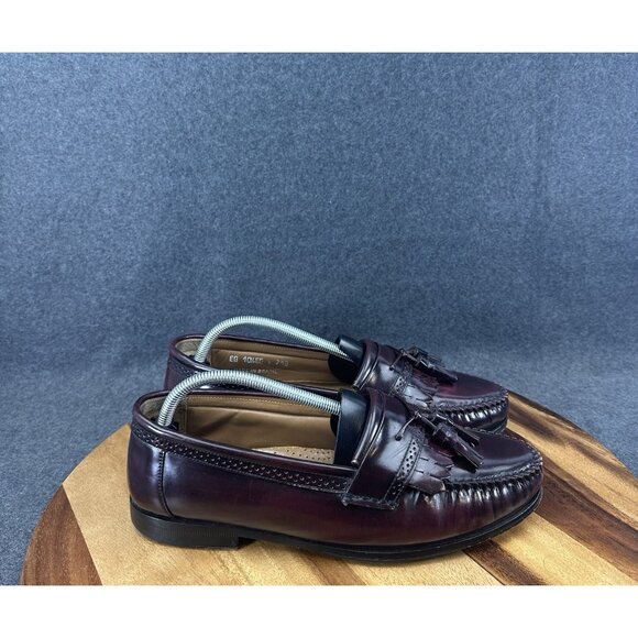 GH Bass & Co Weejuns Mens 10.5 EE Loafers Leather Tassels Burgundy Wine Shoes - Picture 1 of 15